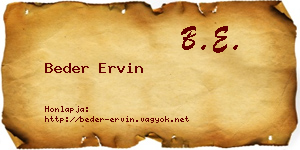 Beder Ervin névjegykártya